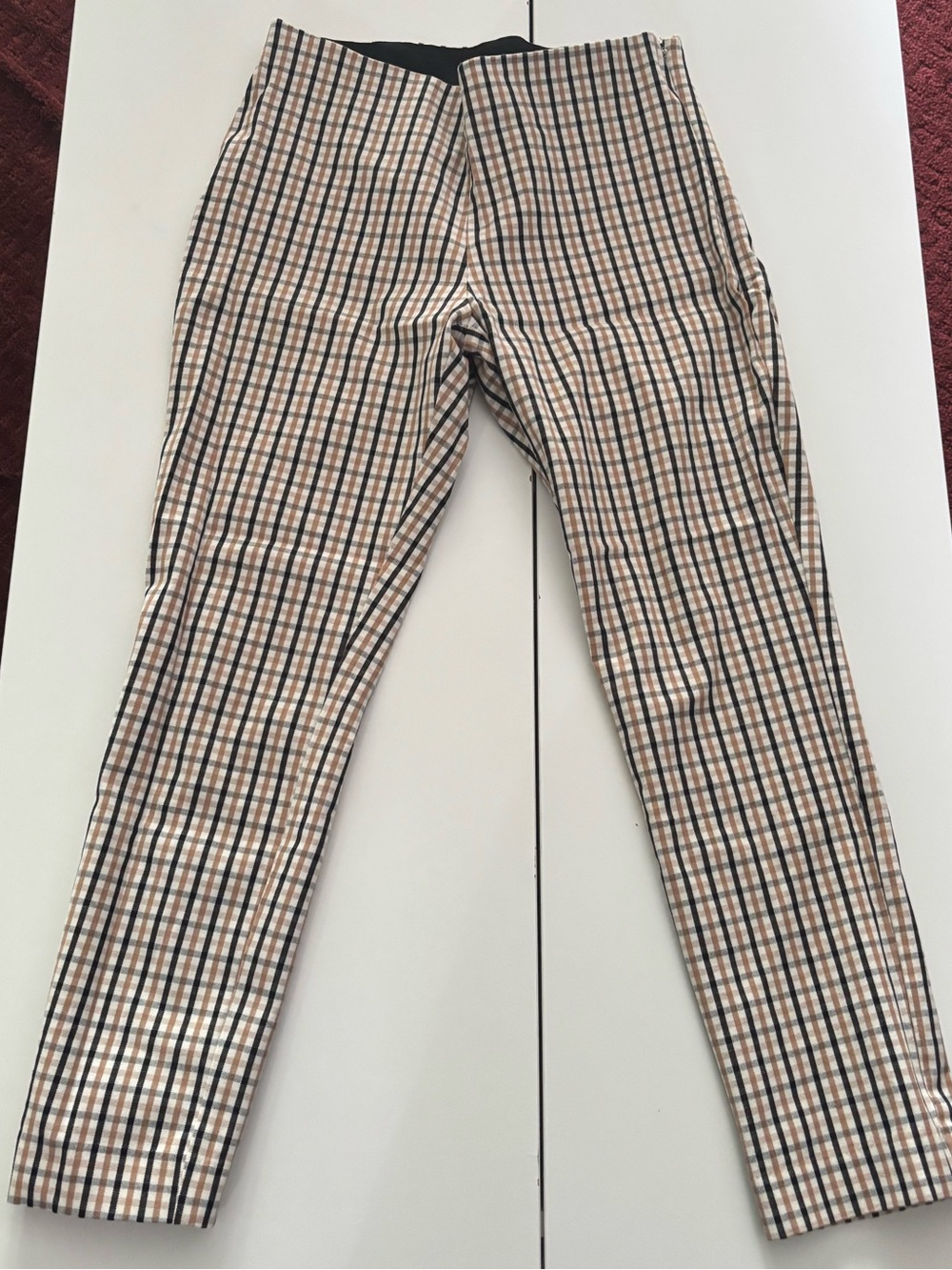 Plaid Stretch Trousers - Beige/Black